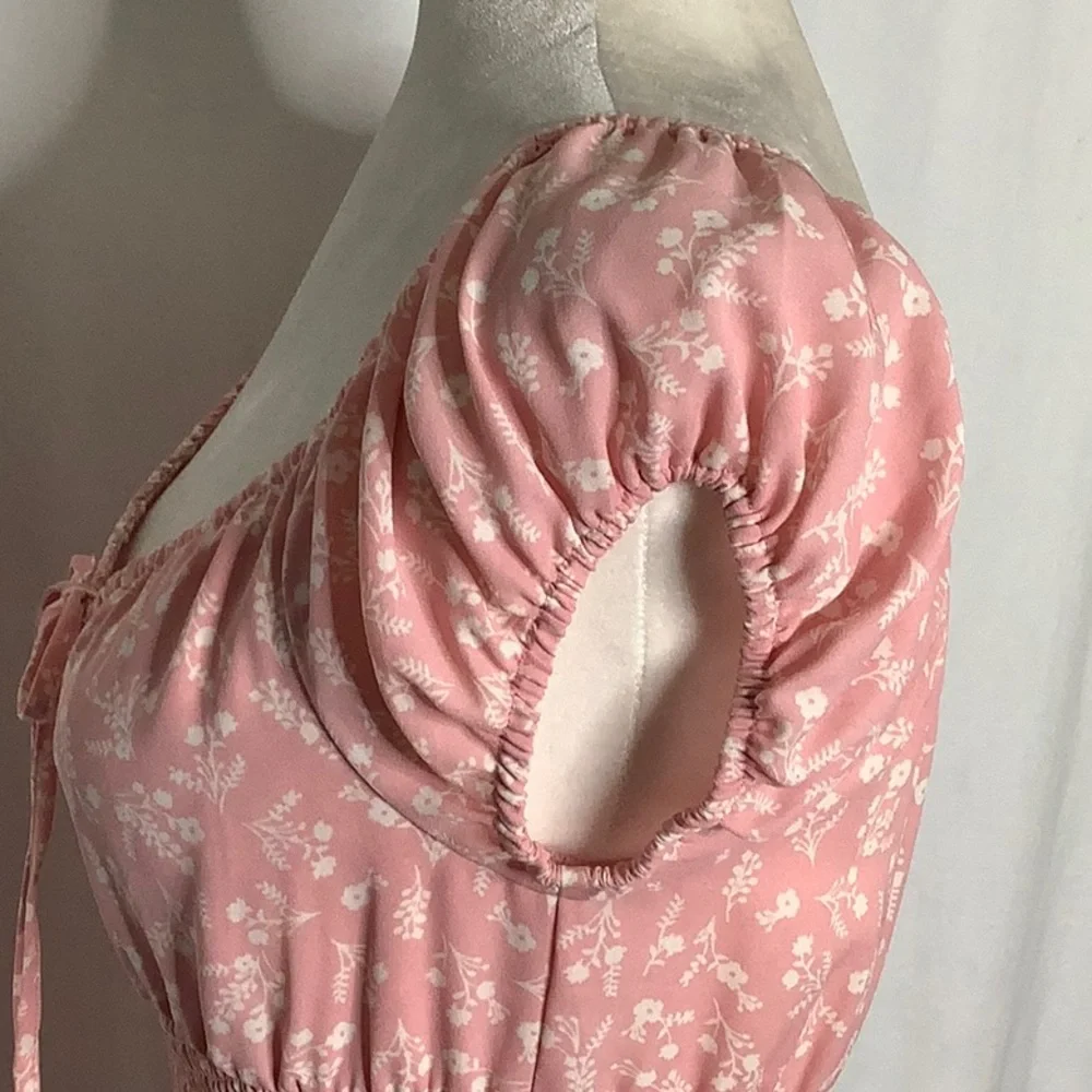 Love Tree Smocked Milkmaid Ditsy Floral Dress Size S - Picture 8 of 14